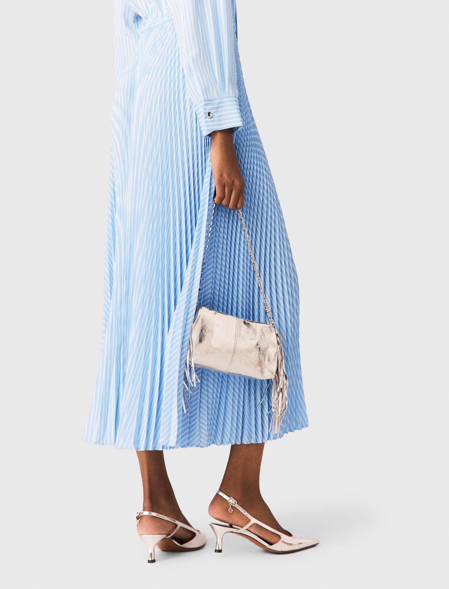 Maje Sale / Long pleated dress with eyelets