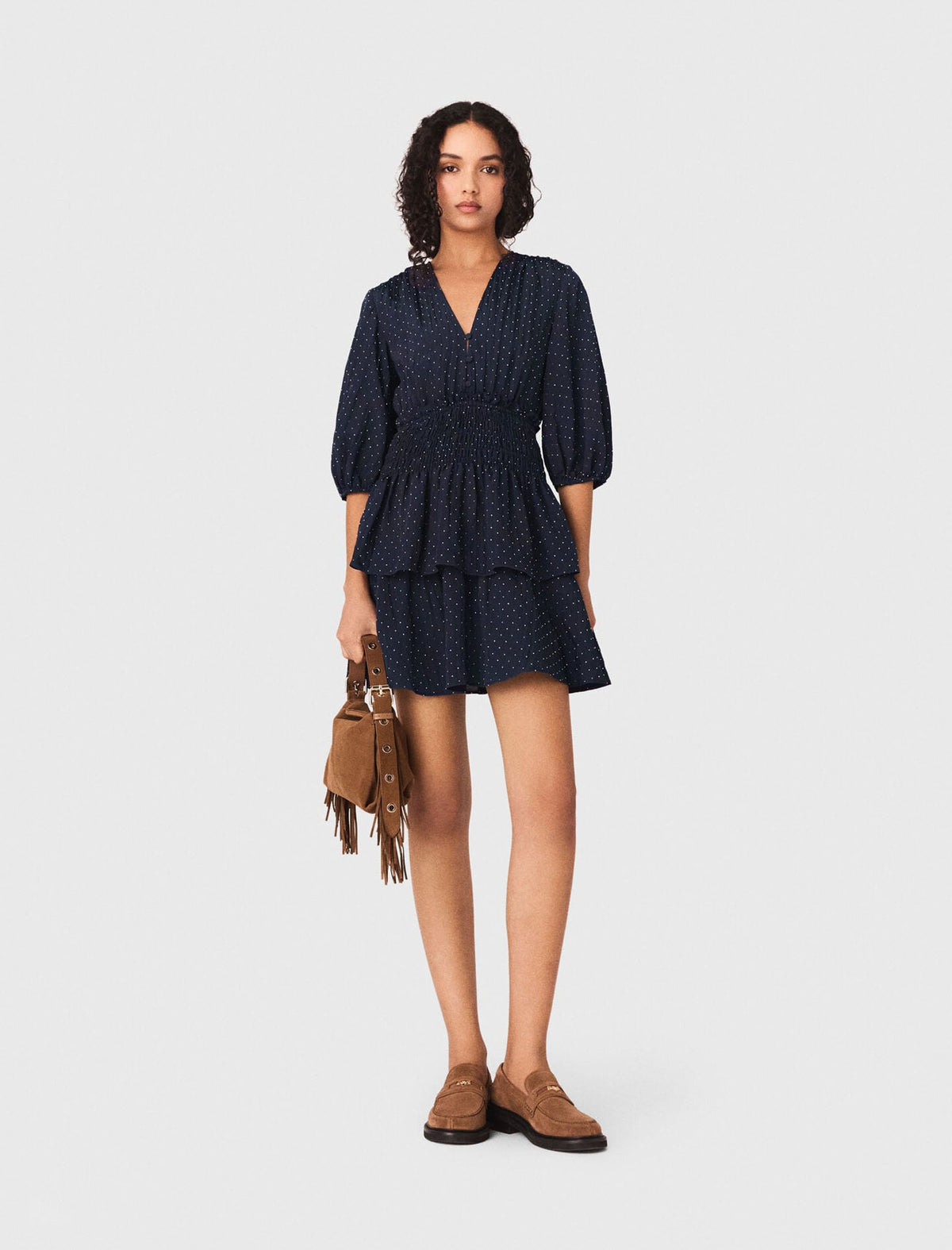 Maje On Sale / Ruffle and rhinestone dress