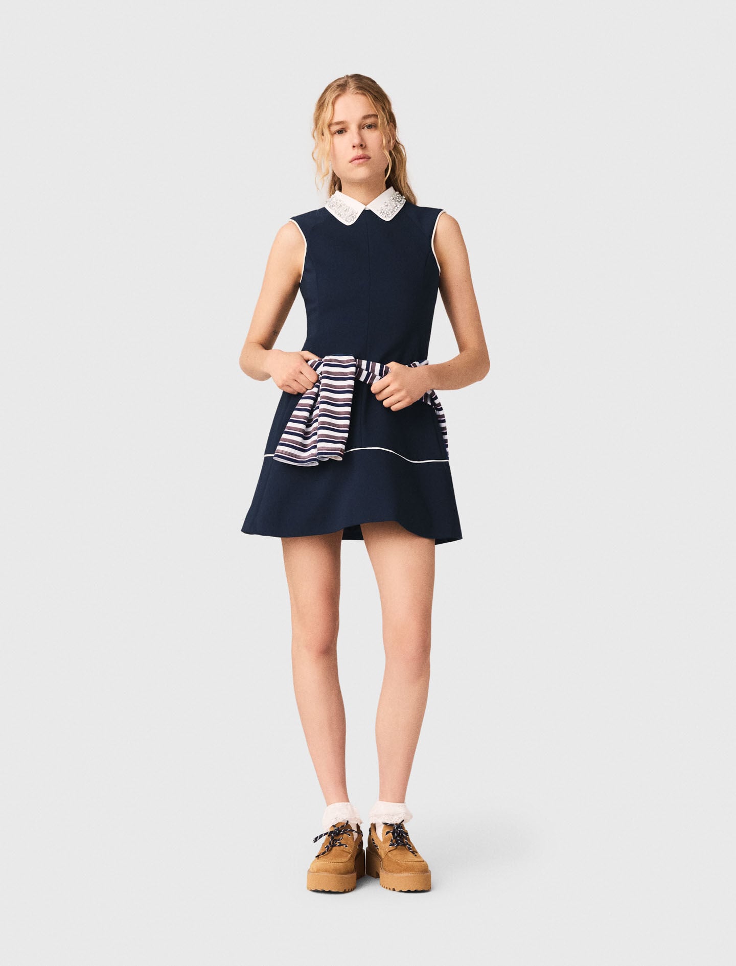 Maje Outlet / Flared dress with contrast trim