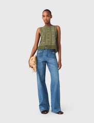 Maje New / Fringed rhinestone flower top