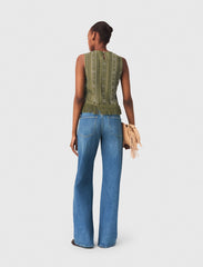 Maje New / Fringed rhinestone flower top