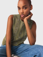 Maje New / Fringed rhinestone flower top