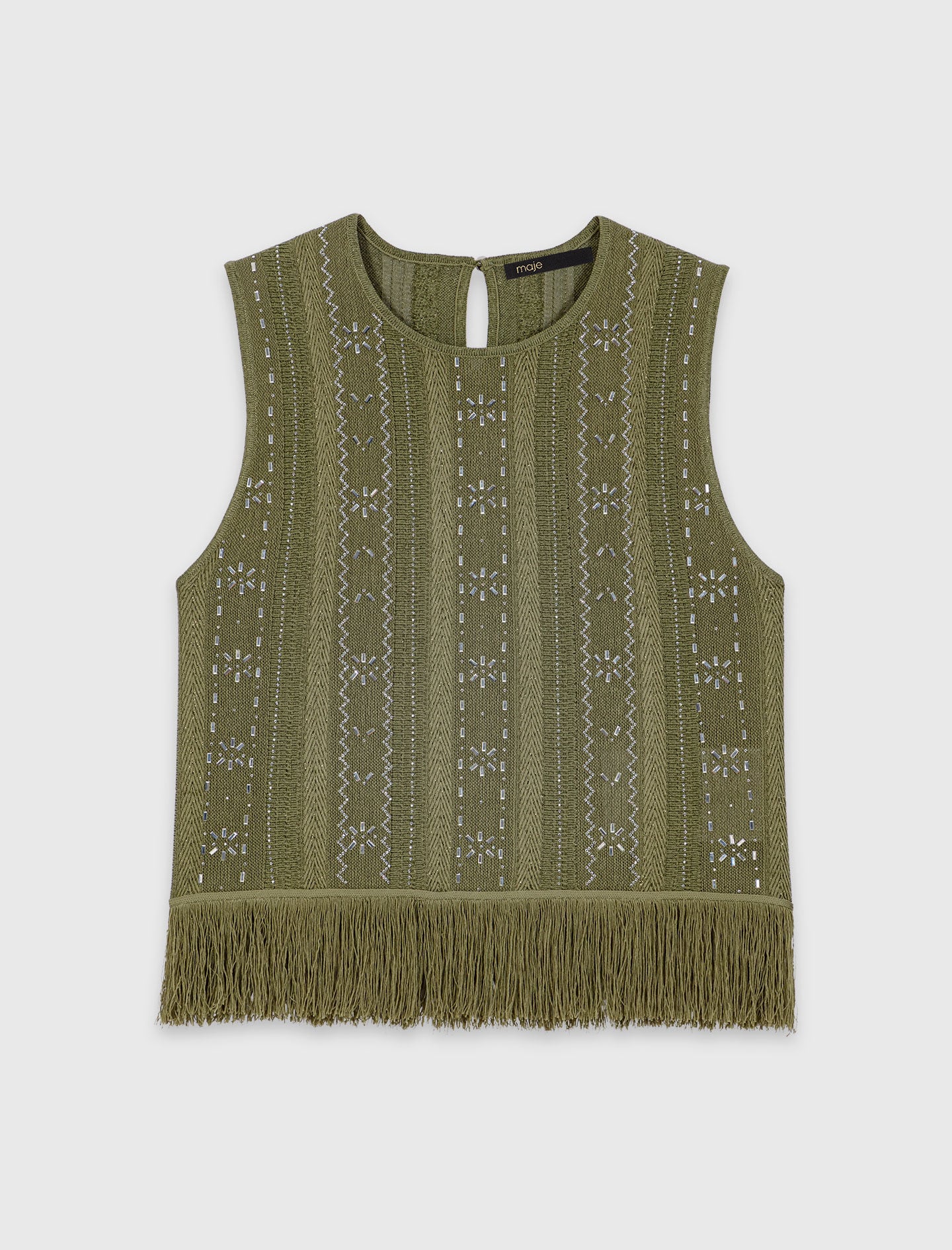 Maje New / Fringed rhinestone flower top