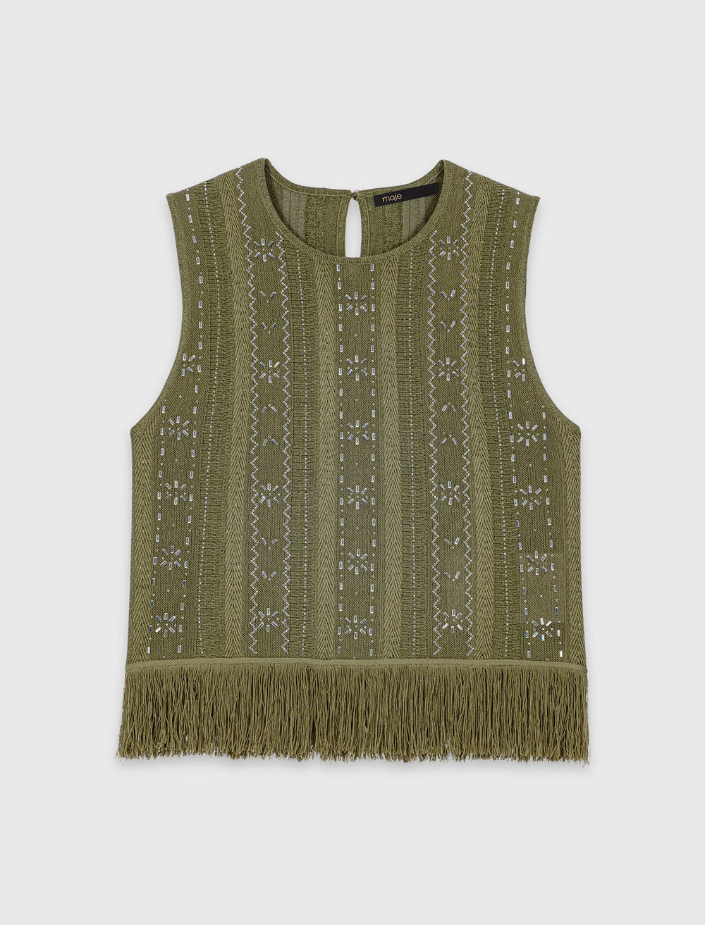 Maje New / Fringed rhinestone flower top