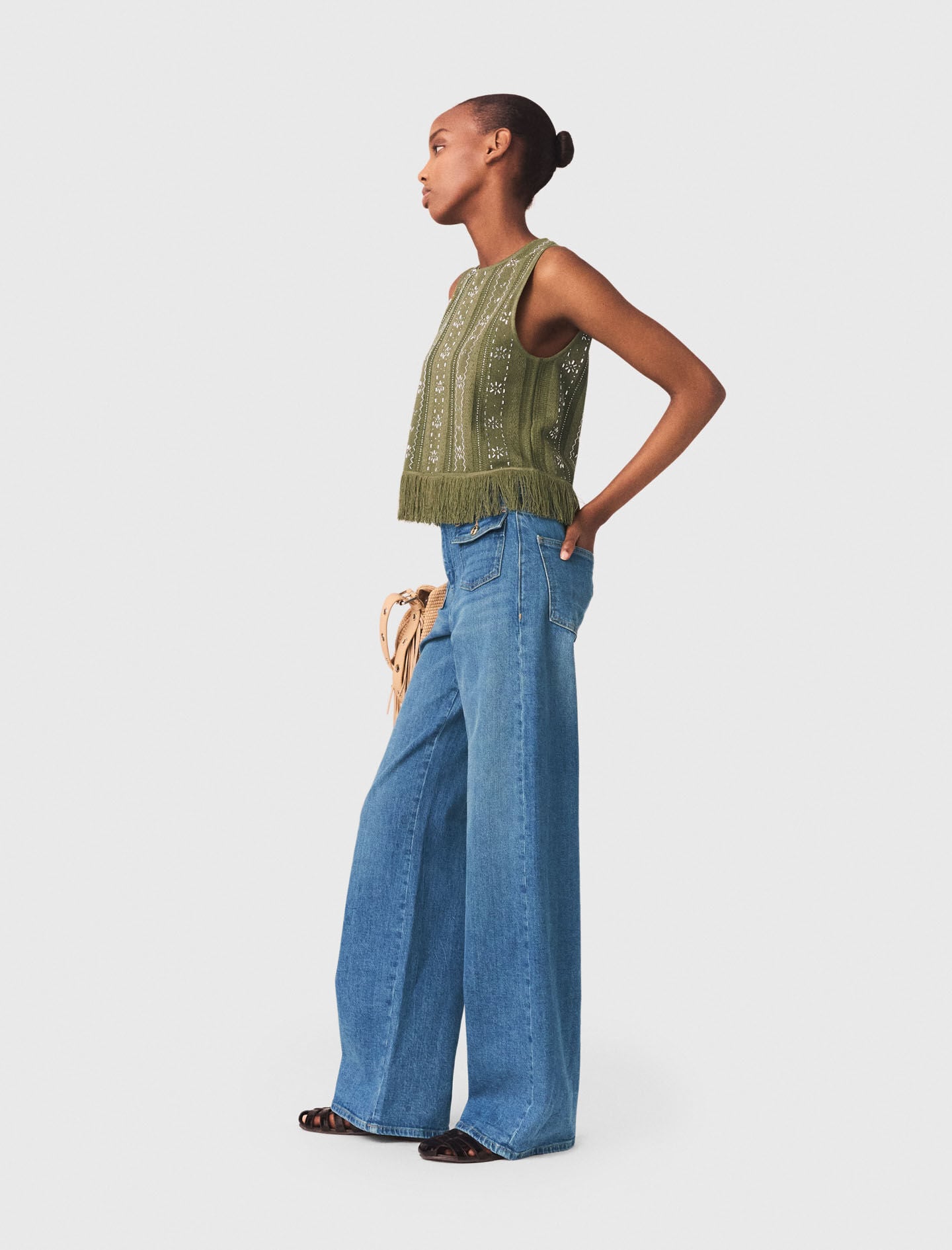 Maje New / Fringed rhinestone flower top