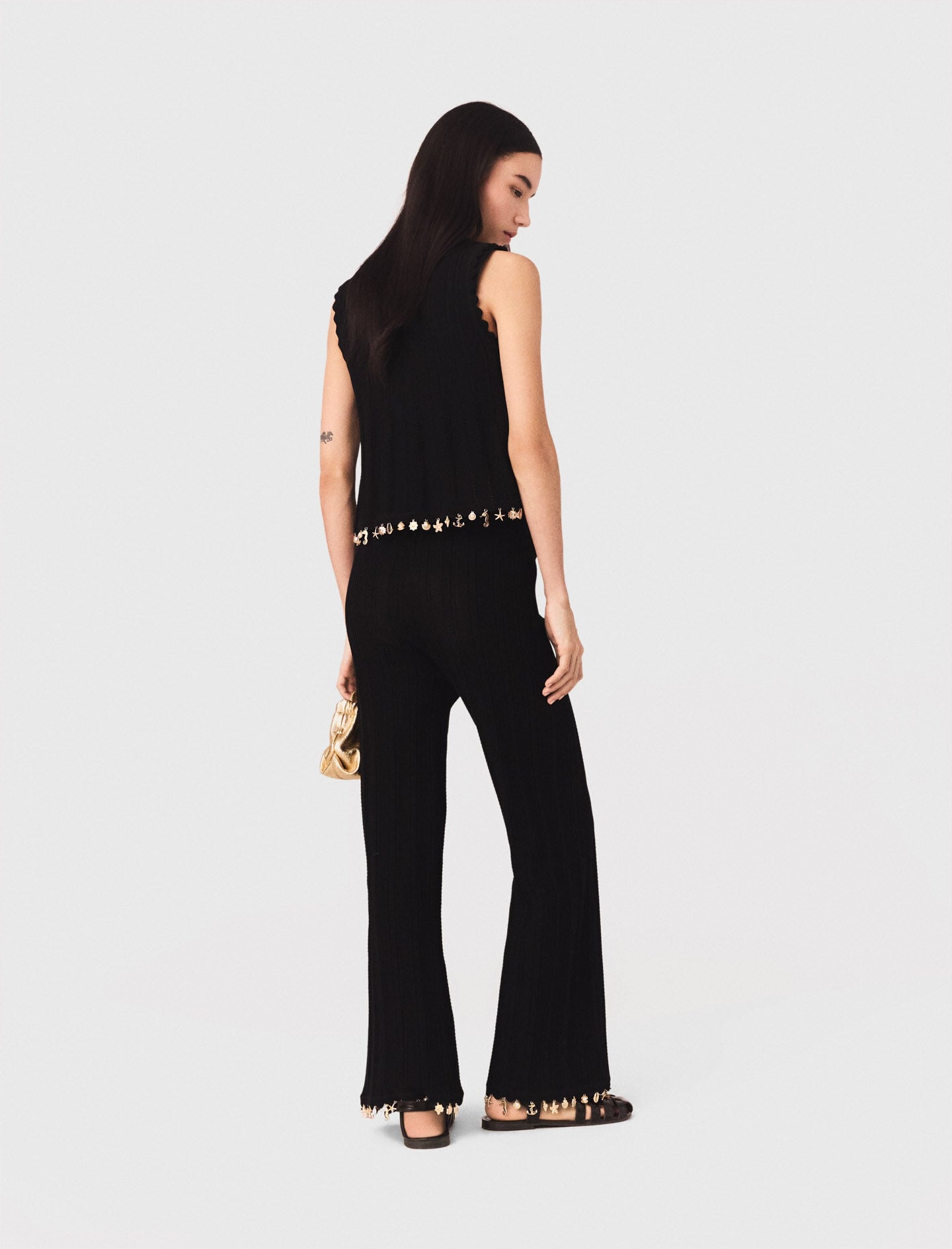 Maje Discount / Gold-embellished knit cardigan