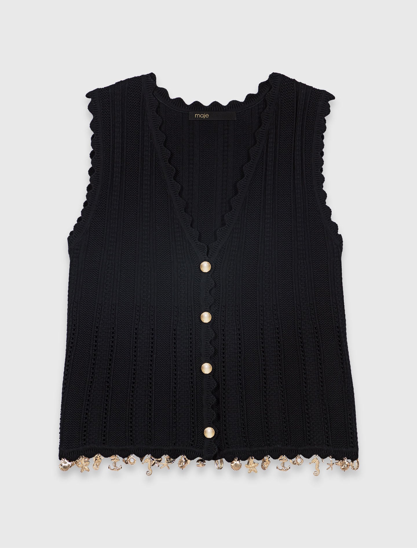 Maje Discount / Gold-embellished knit cardigan