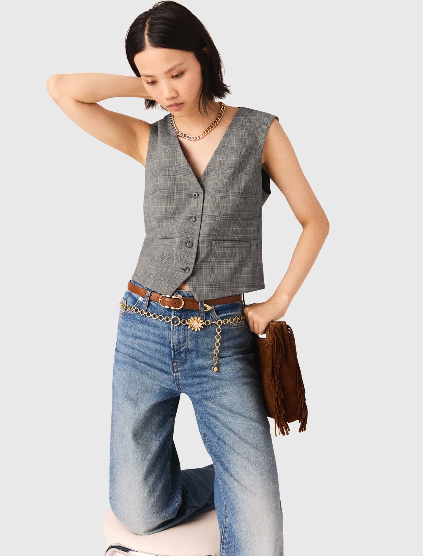 Maje Discount / Checked tailored vest