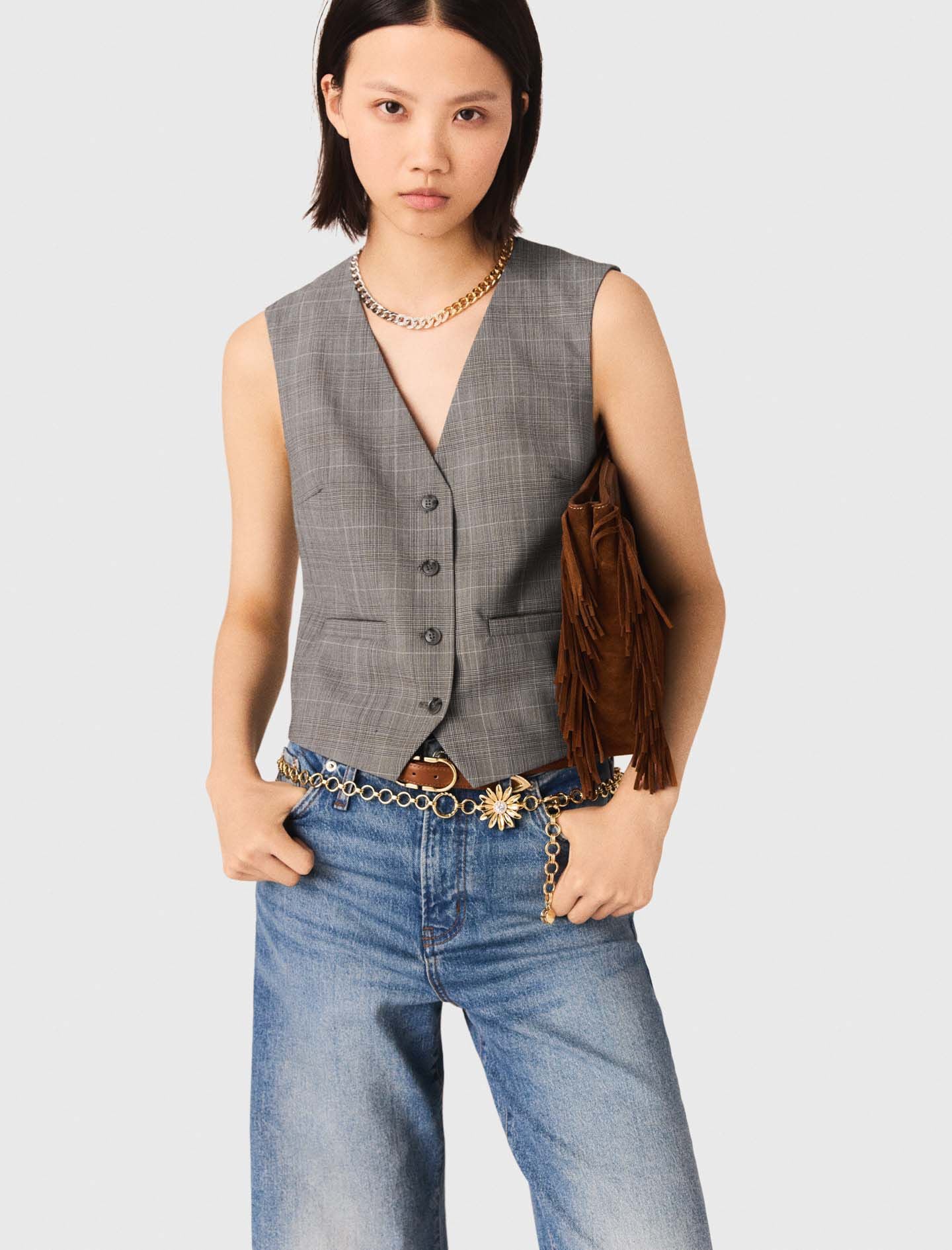 Maje Discount / Checked tailored vest
