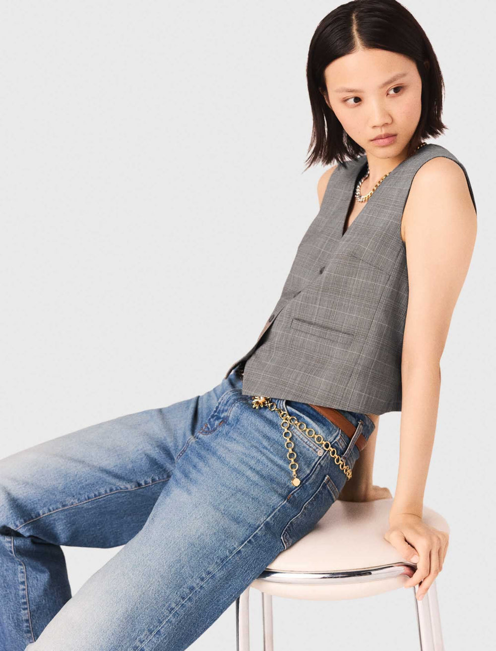 Maje Discount / Checked tailored vest