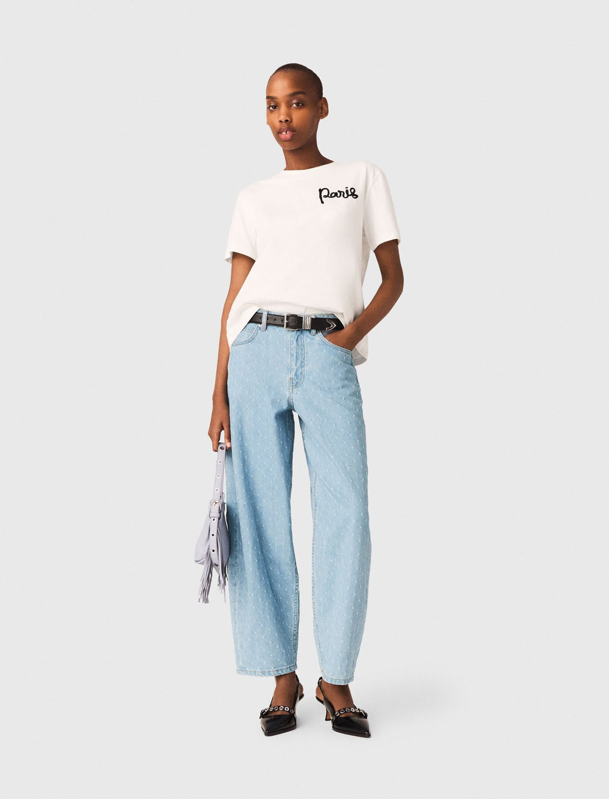 Maje Shop / T-shirt with embroidered Paris logo
