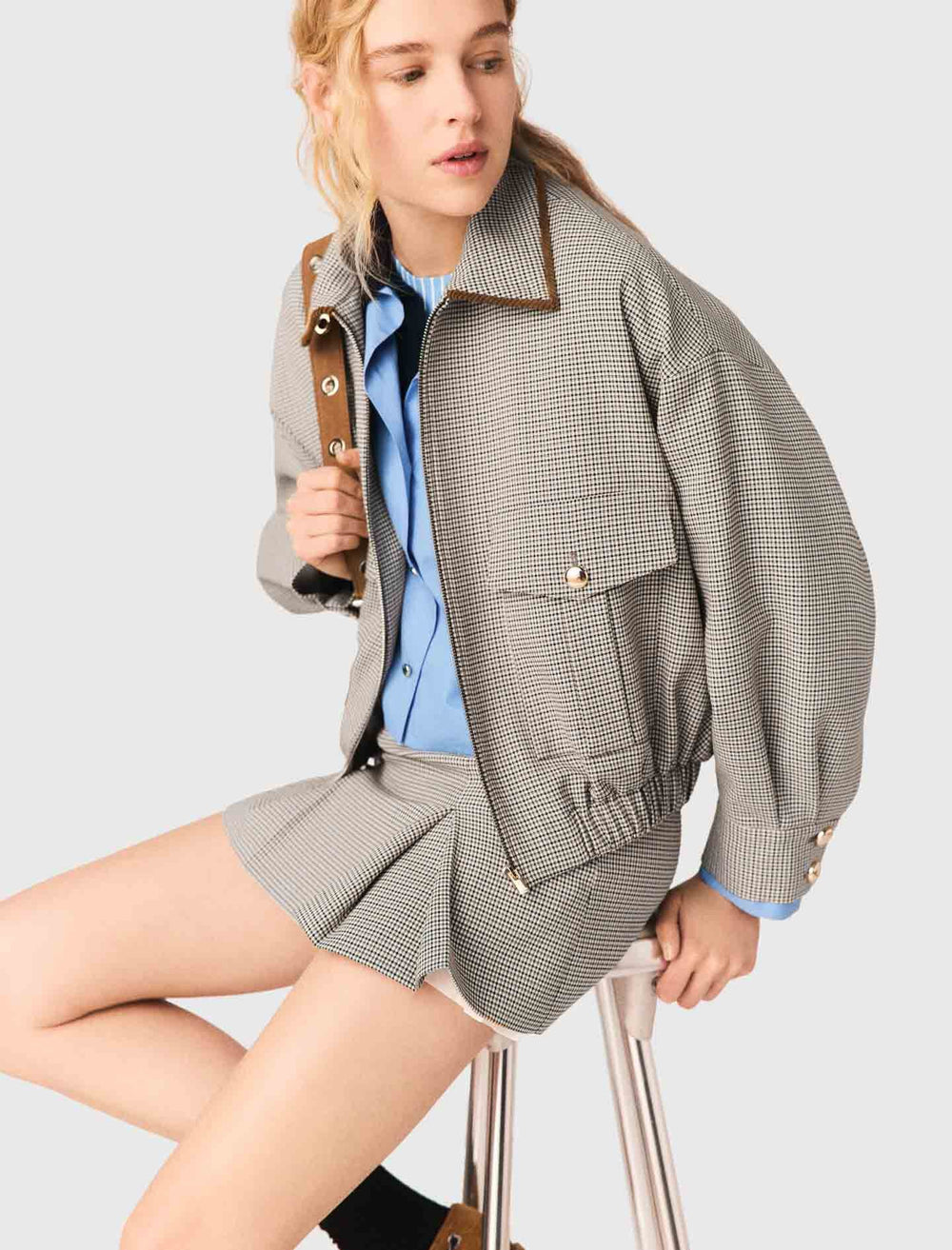 Maje Outlet / Checked bomber jacket