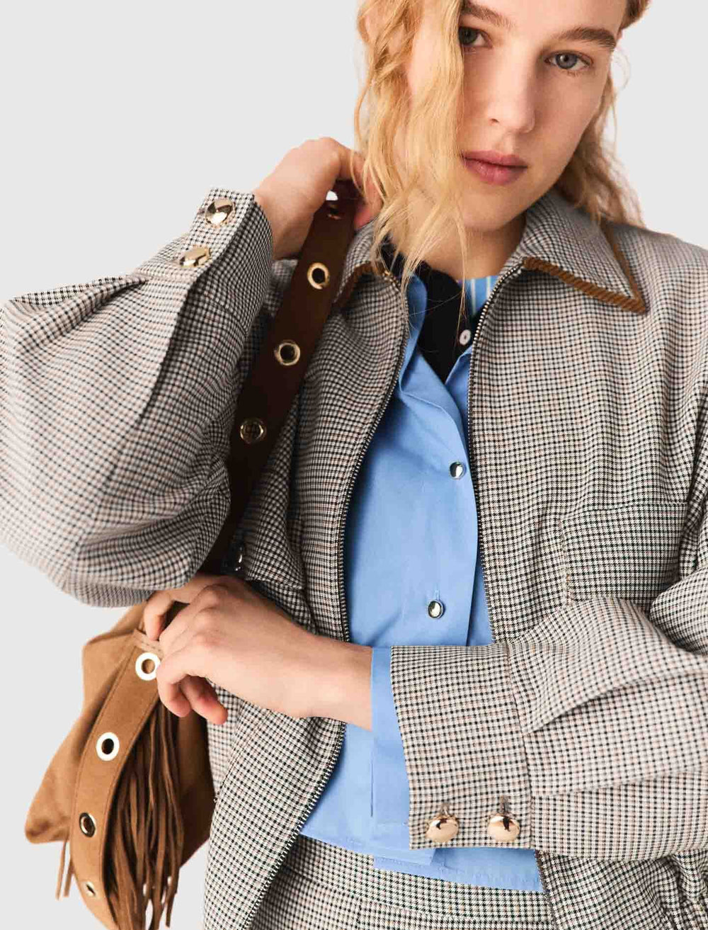 Maje Outlet / Checked bomber jacket