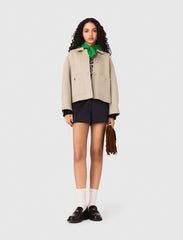 Maje Discount / Cropped wool jacket with pleated back