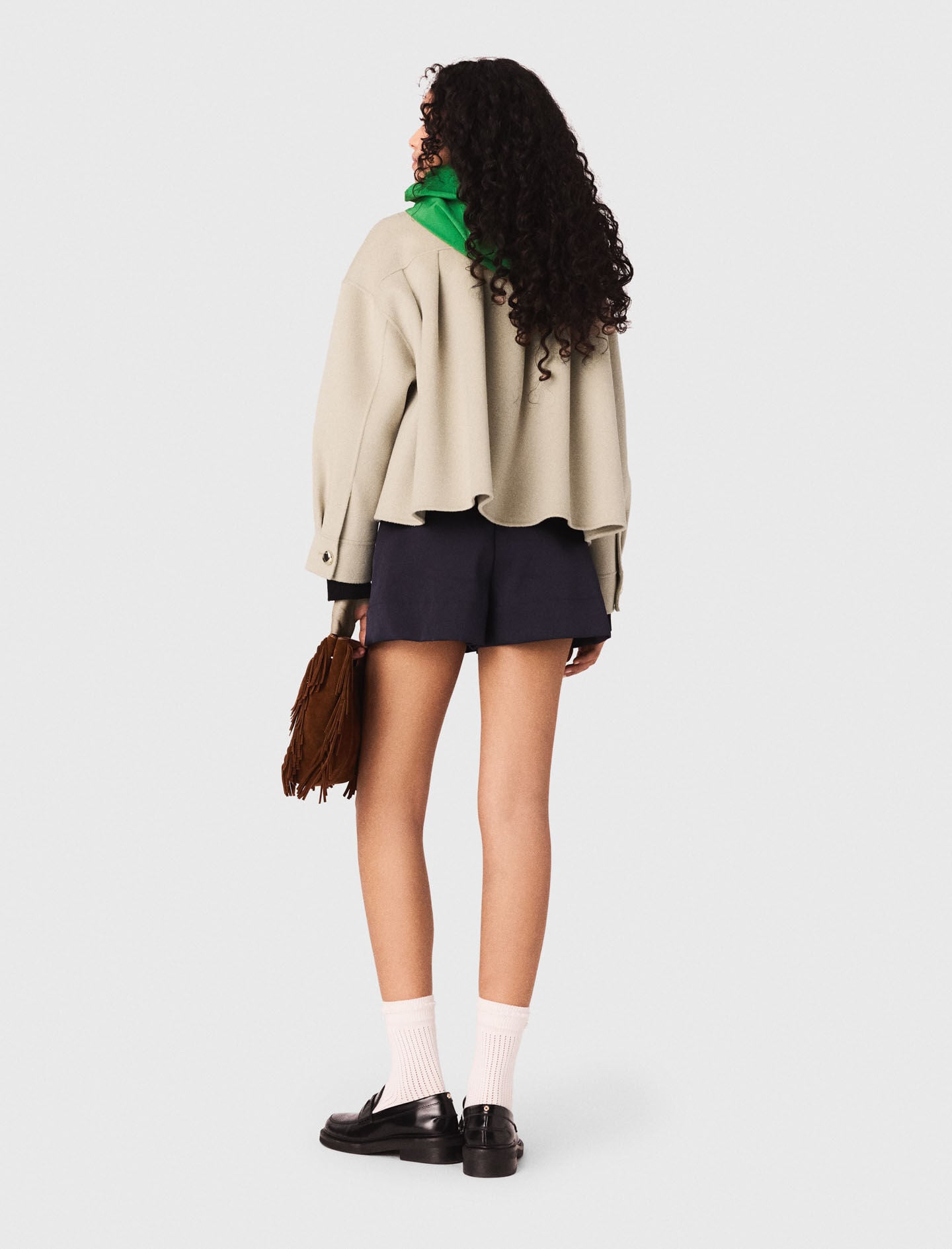 Maje Discount / Cropped wool jacket with pleated back