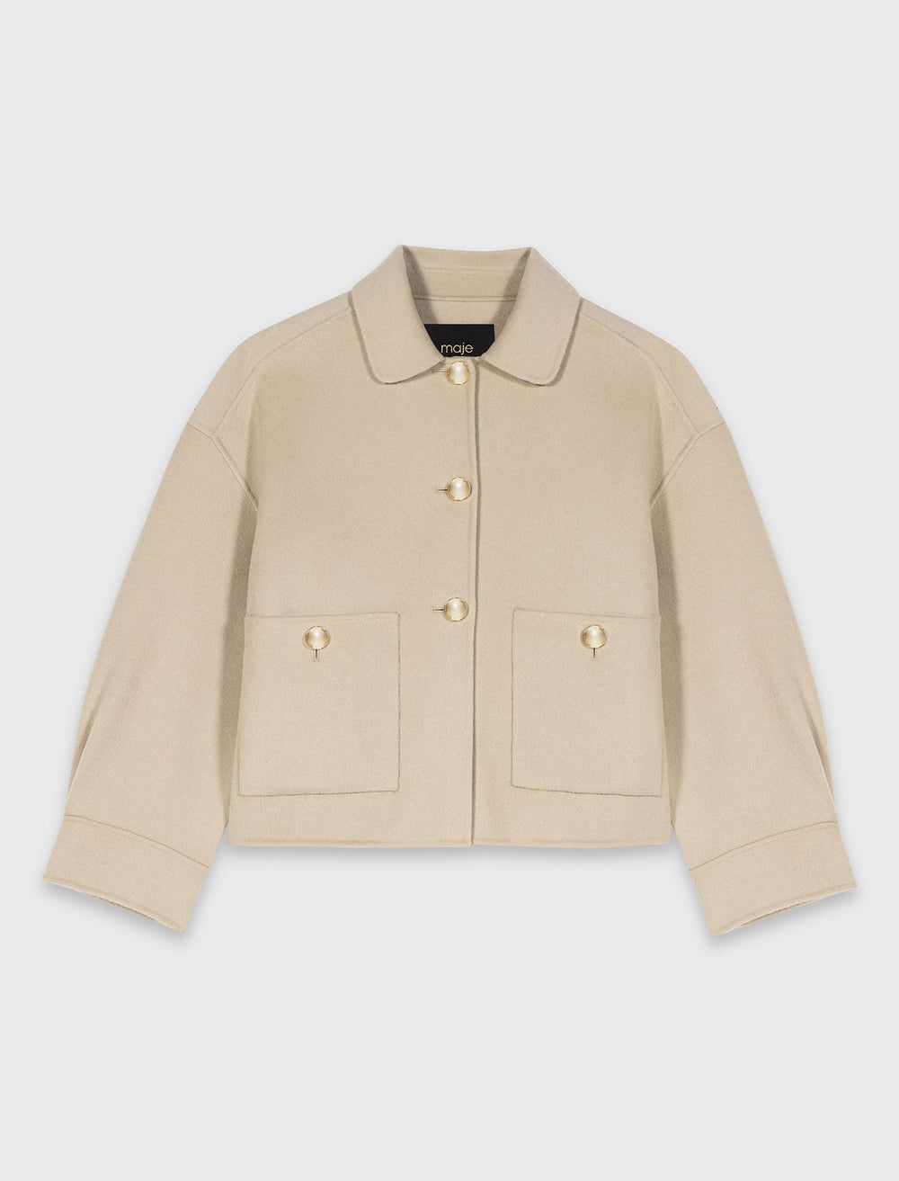 Maje Discount / Cropped wool jacket with pleated back
