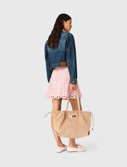 Maje Online / Denim jacket with leather collar