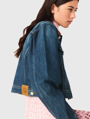 Maje Online / Denim jacket with leather collar
