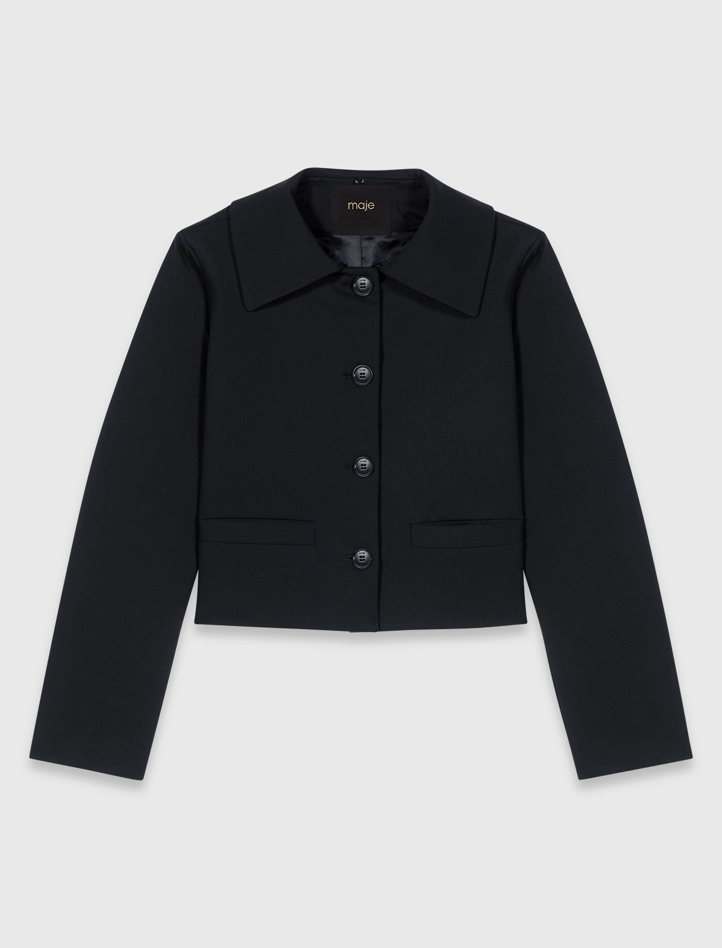 Maje Shop / Cropped jacket with removable fur collar