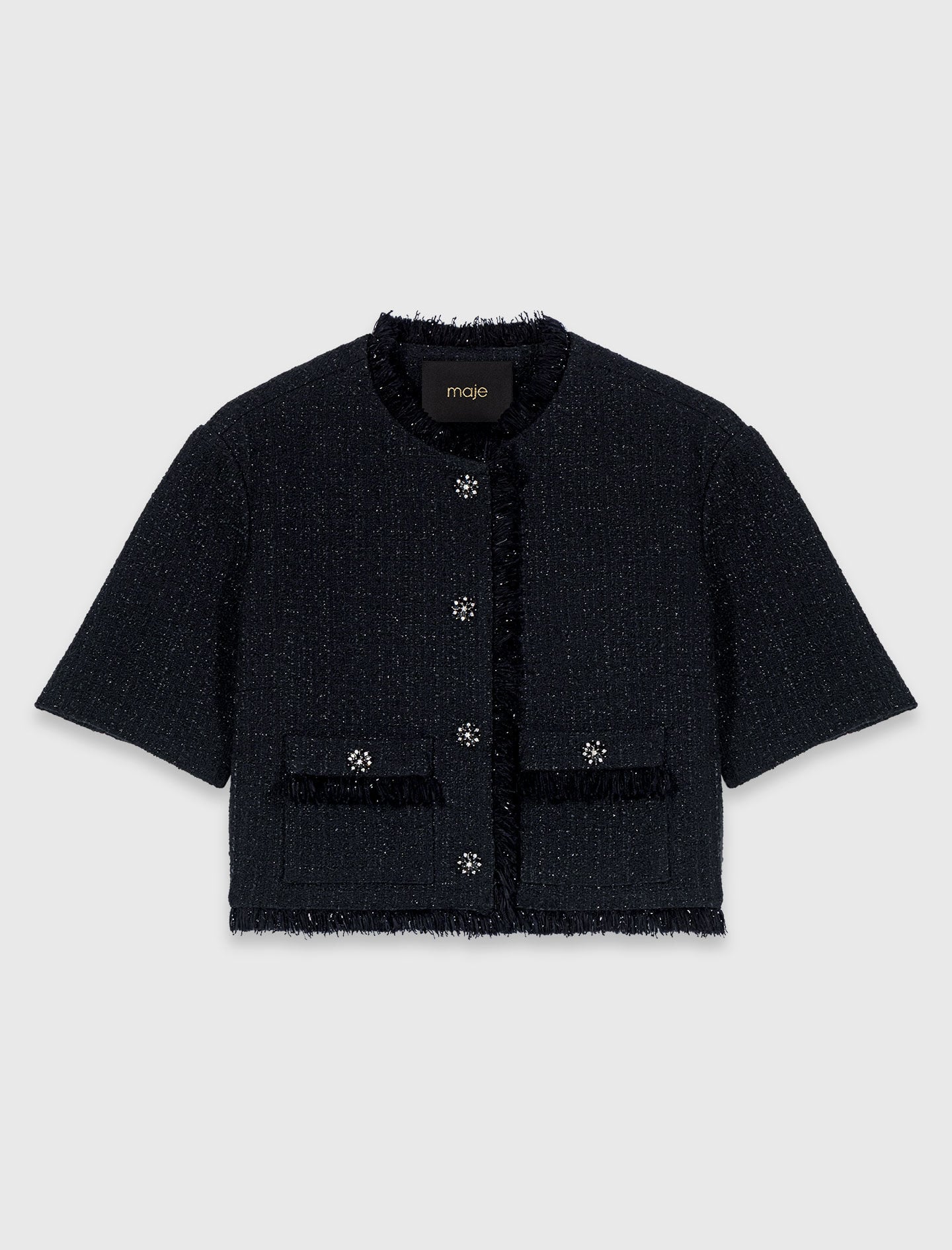 Maje Sale / Cropped shiny tweed jacket