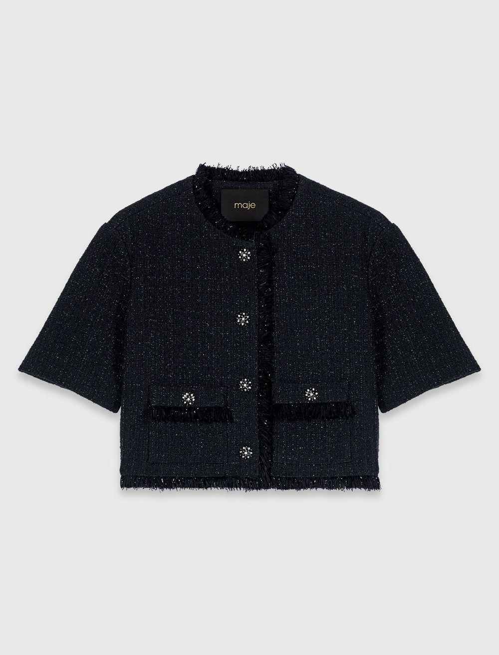 Maje Sale / Cropped shiny tweed jacket