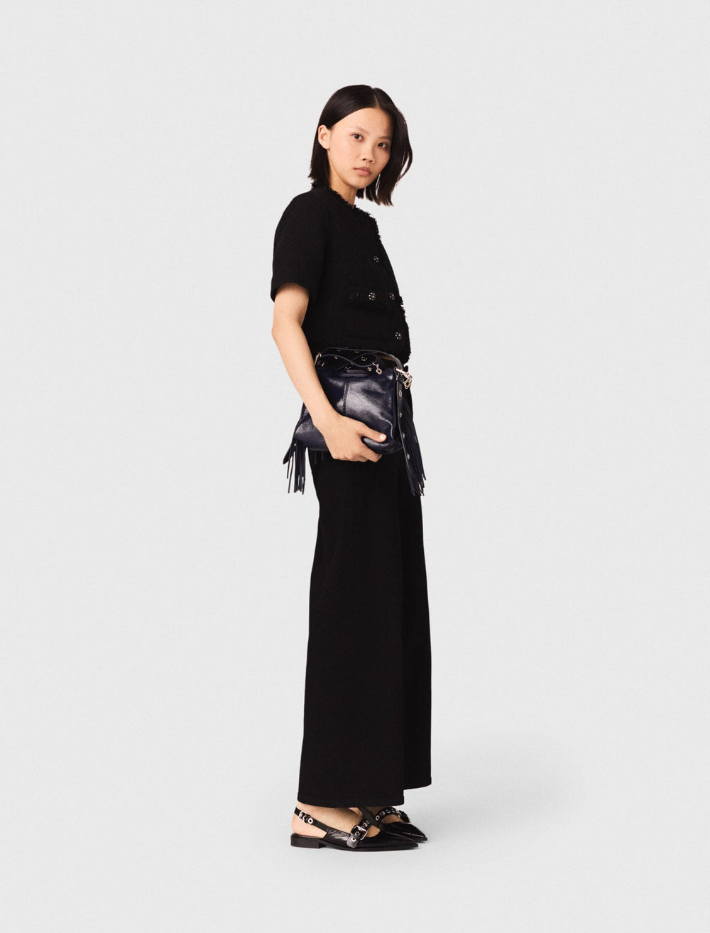 Maje Sale / Cropped shiny tweed jacket