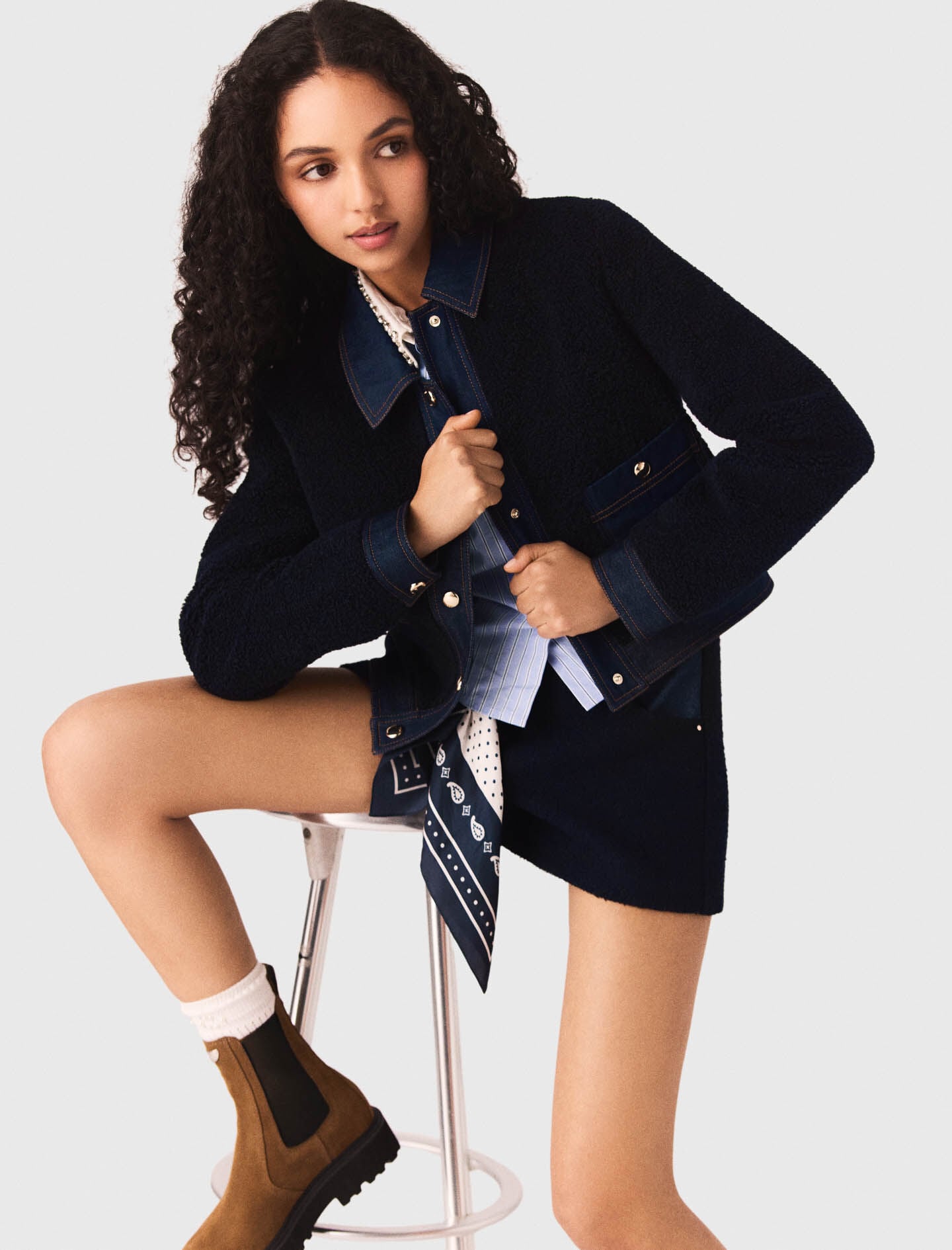 Maje Discount / Bouclé and denim jacket