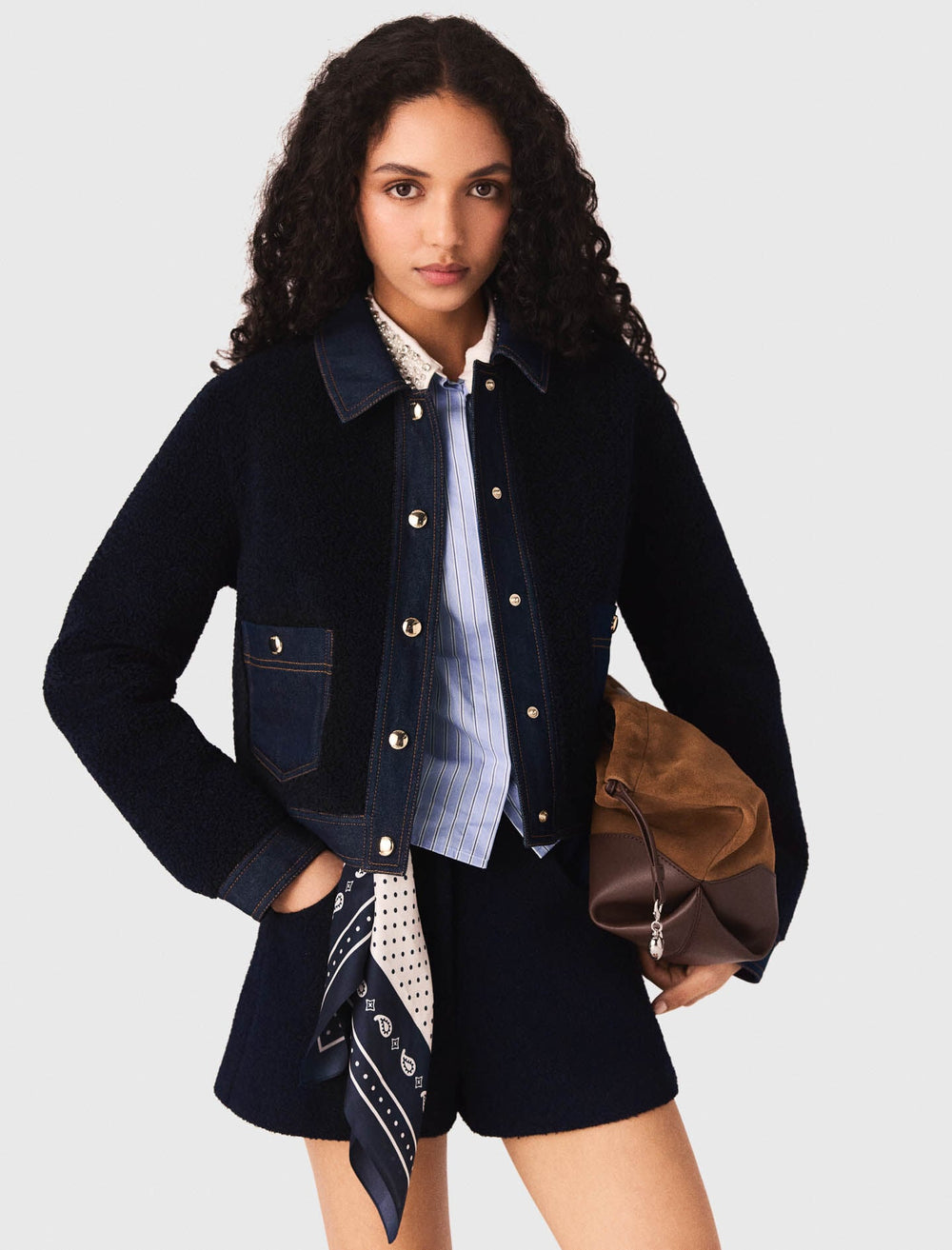 Maje Discount / Bouclé and denim jacket