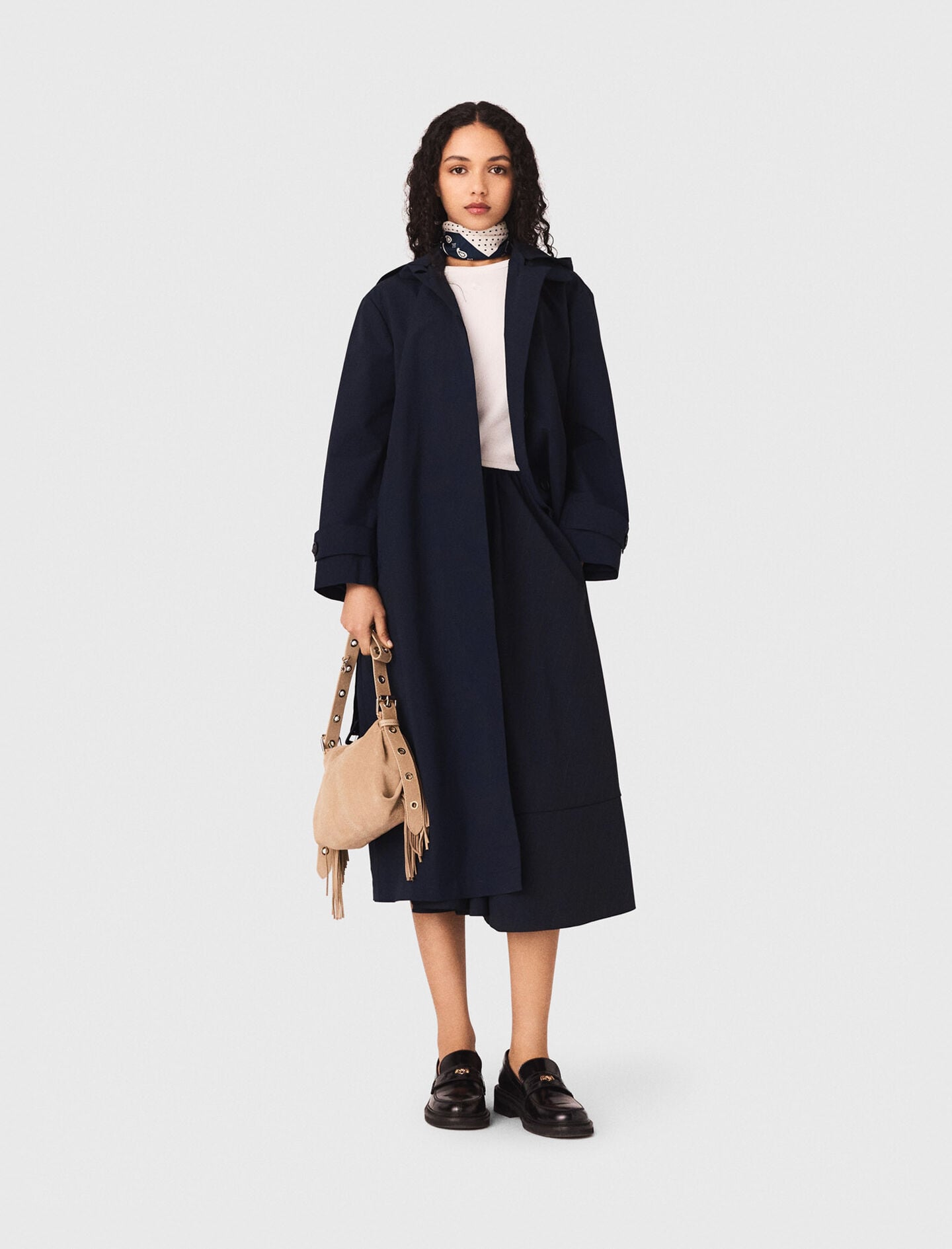 Maje Shop / Removable rhinestone-hood trench