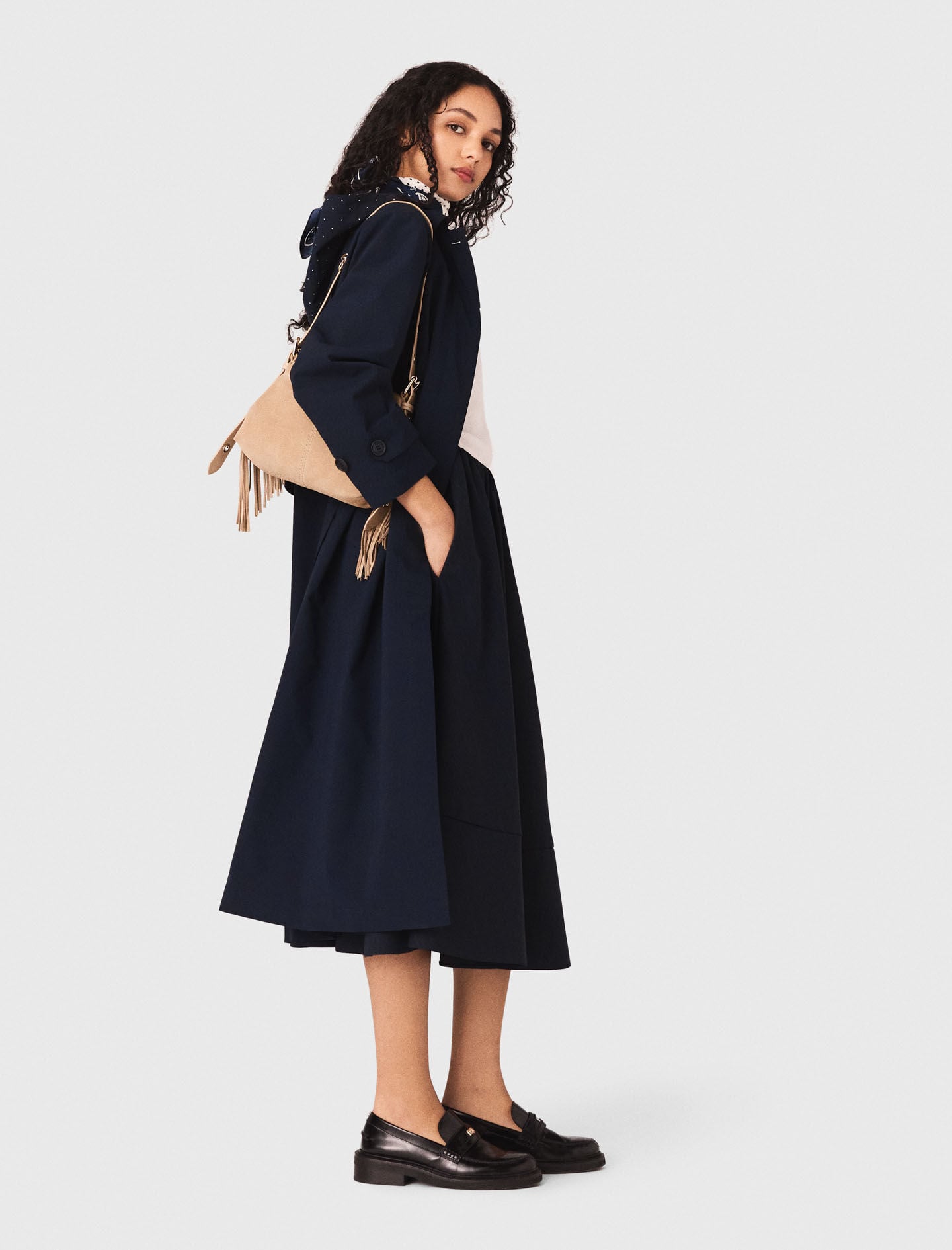Maje Shop / Removable rhinestone-hood trench