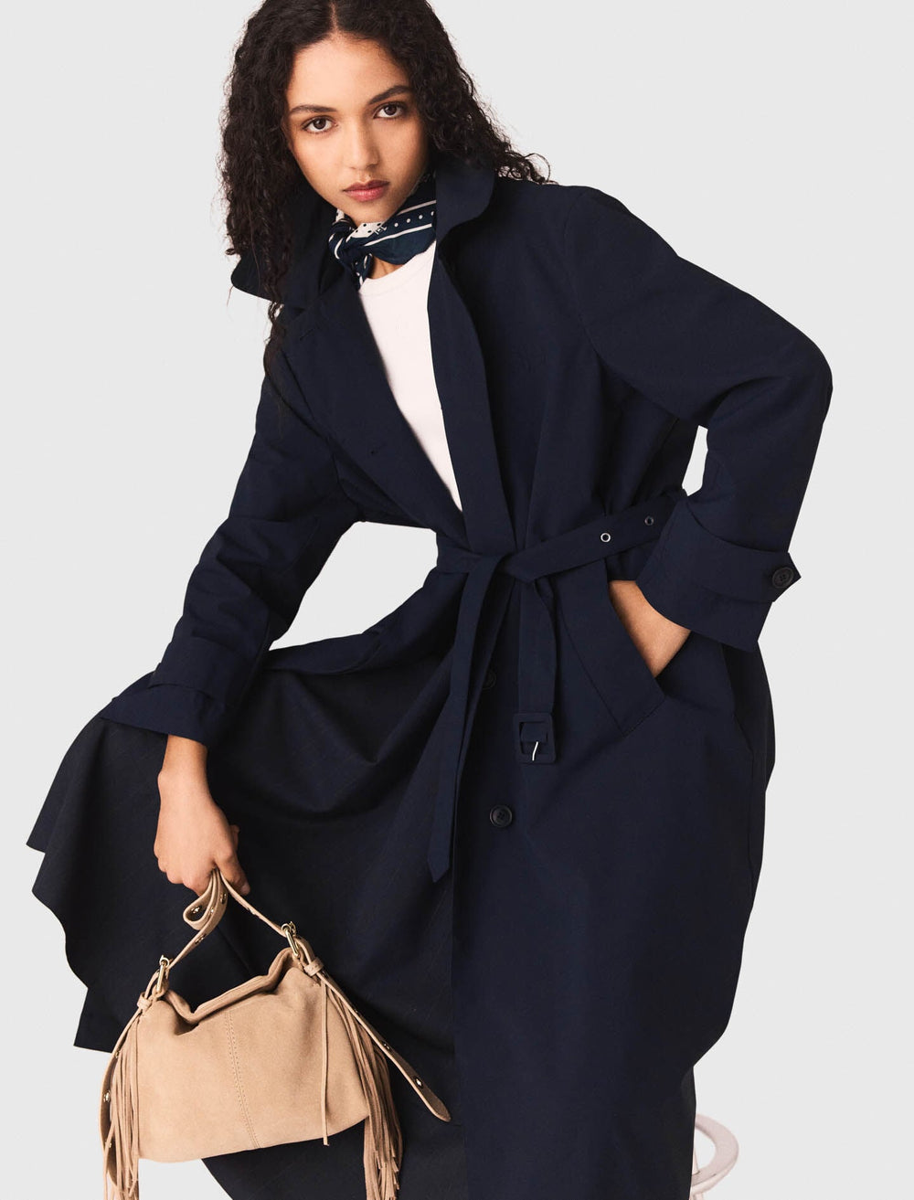 Maje Shop / Removable rhinestone-hood trench
