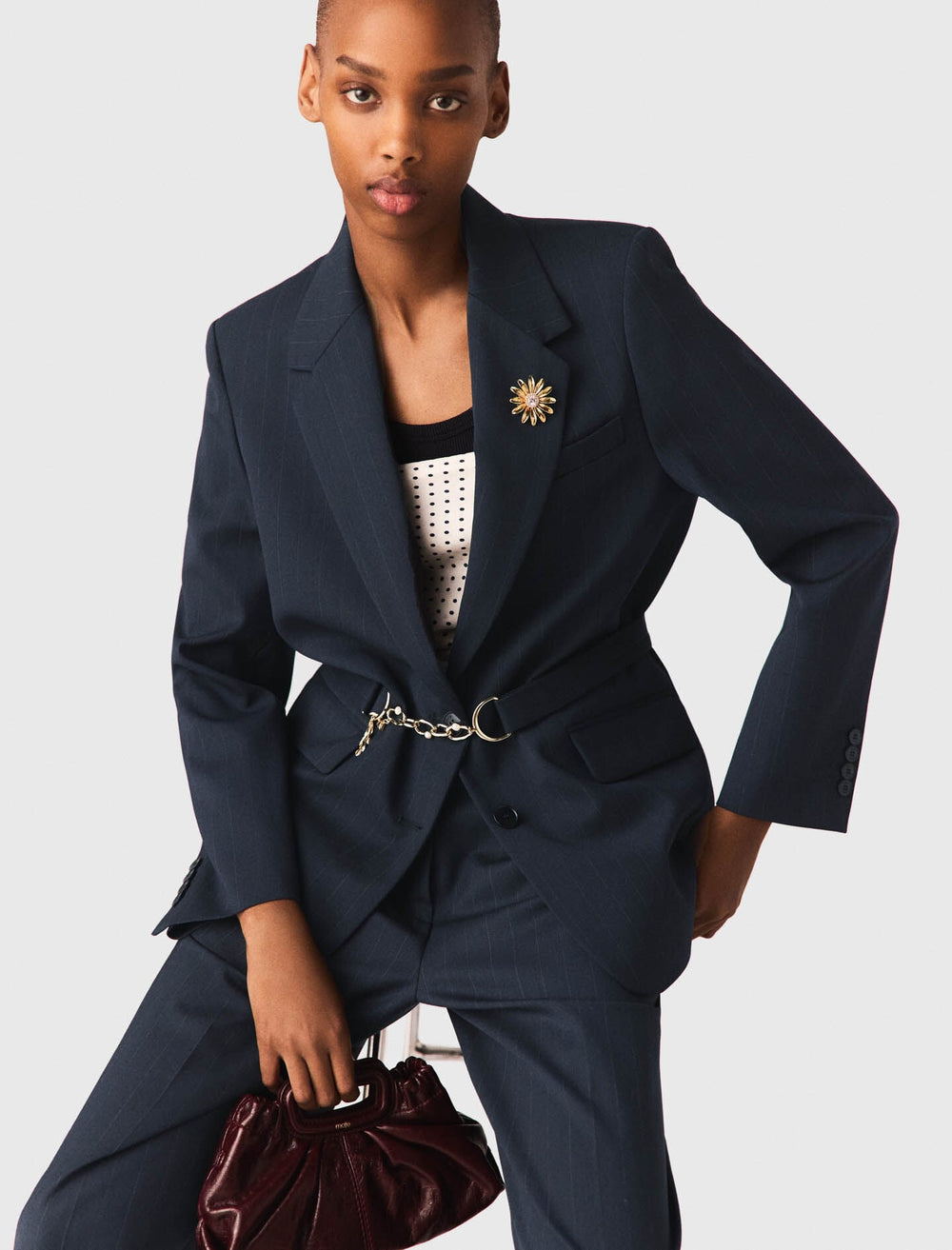 Maje Sale / Pinstripe suit jacket