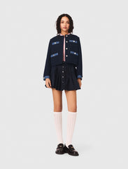 Maje Outlet / Tweed jacket with denim trim