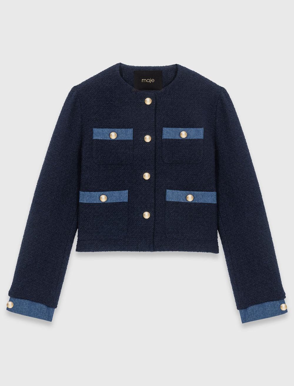 Maje Outlet / Tweed jacket with denim trim