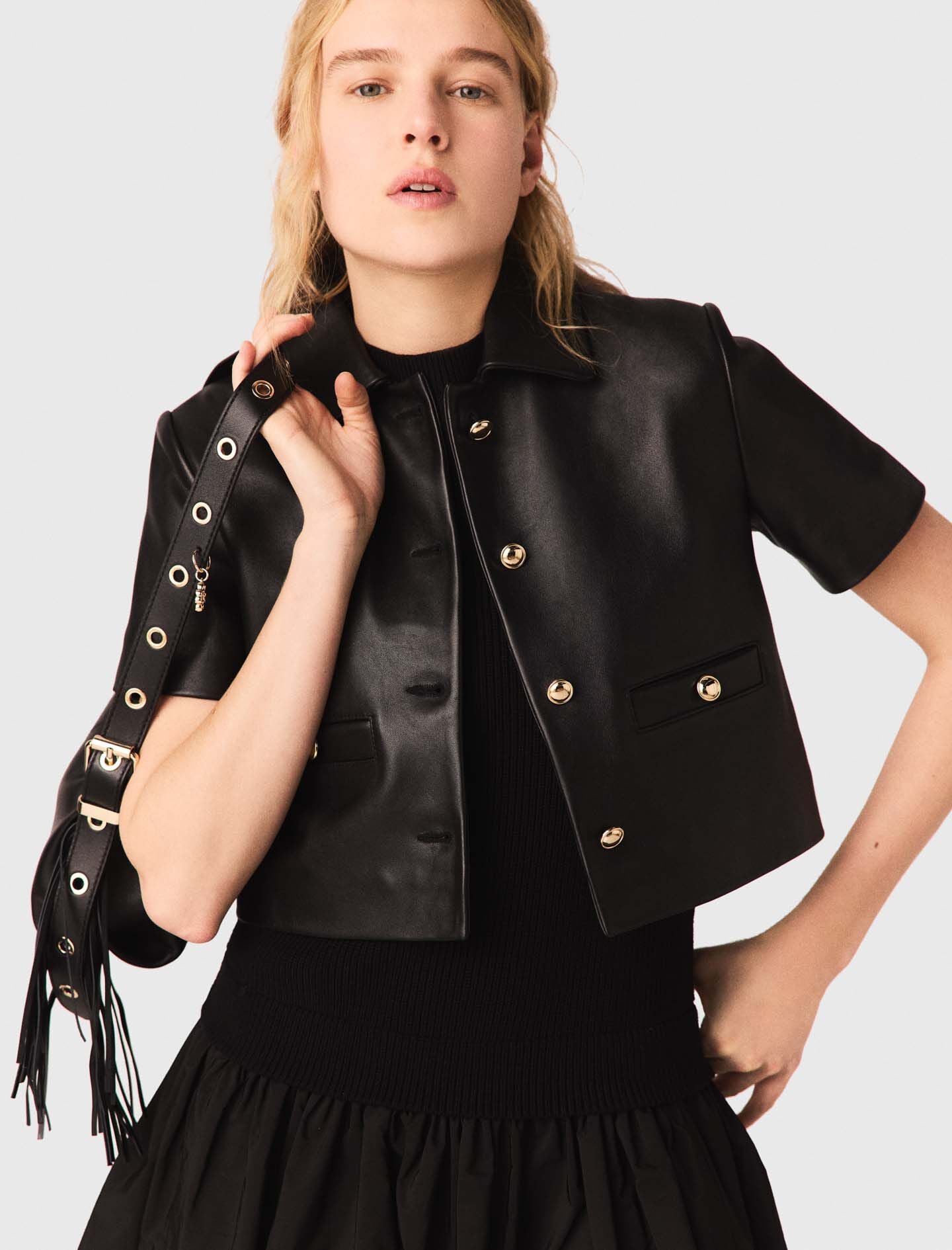 Maje Online / Cropped leather jacket