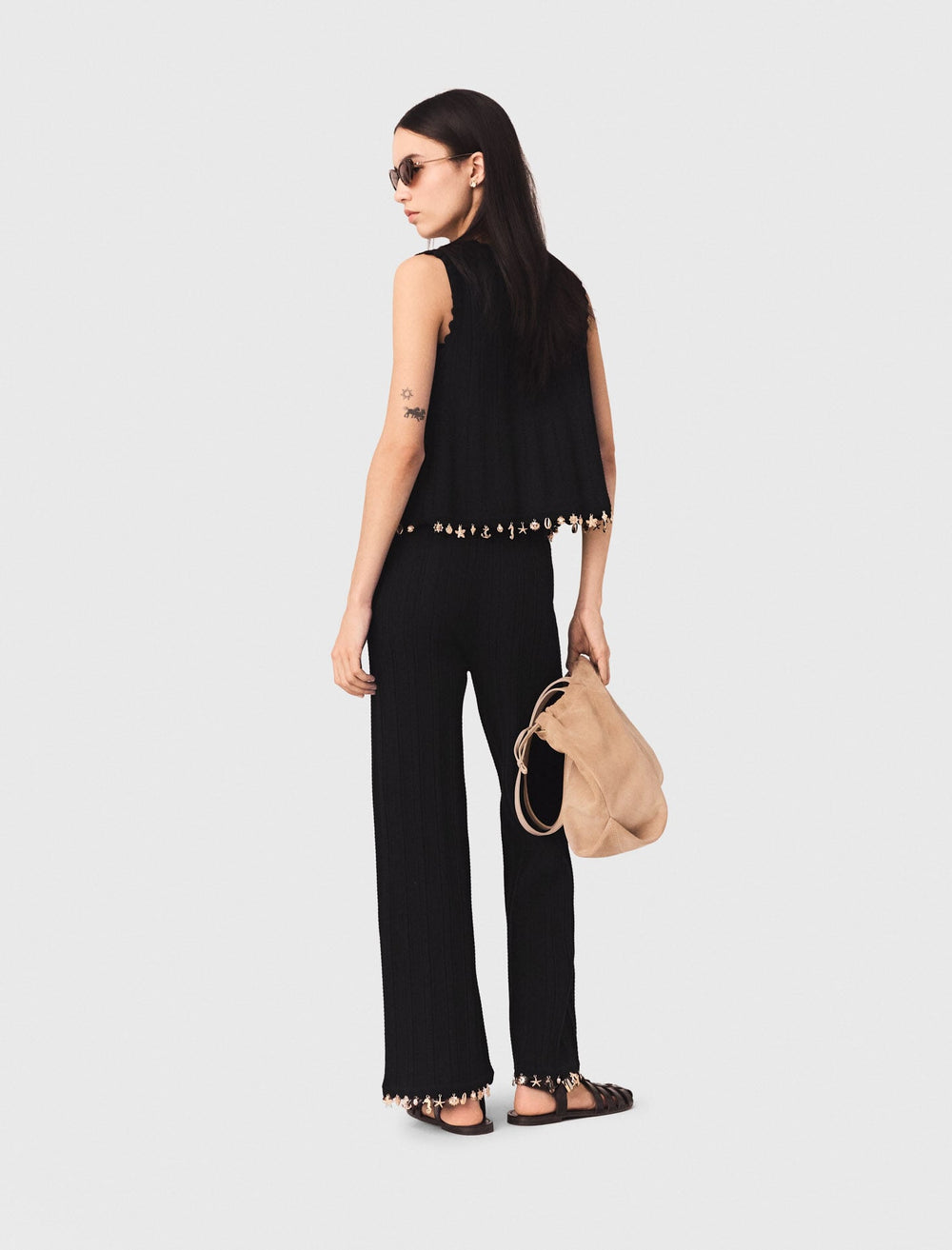 Maje Outlet / Jewelled knit trousers