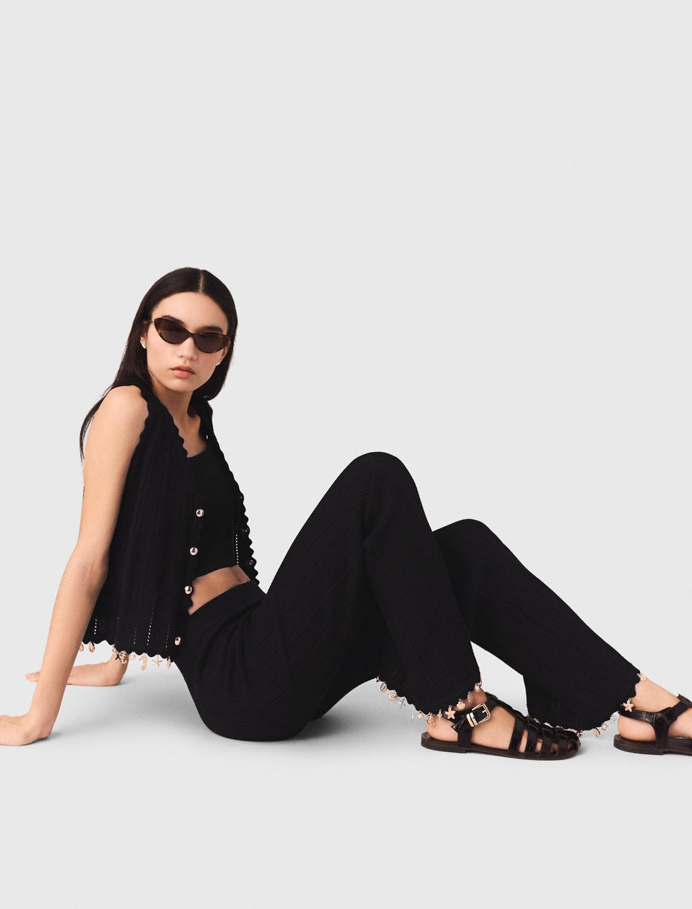 Maje Outlet / Jewelled knit trousers