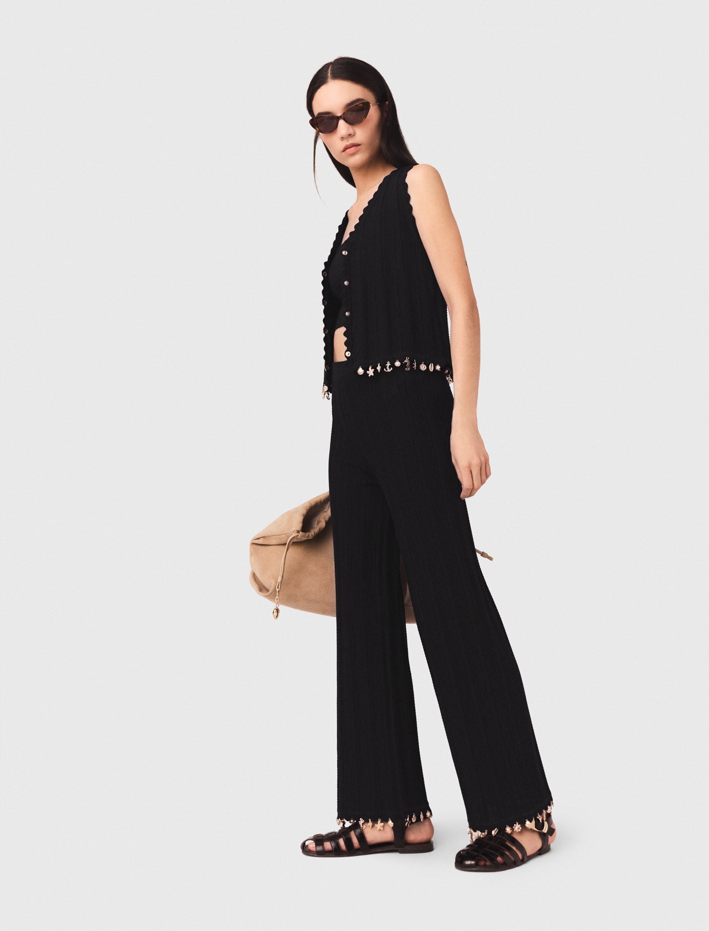 Maje Outlet / Jewelled knit trousers