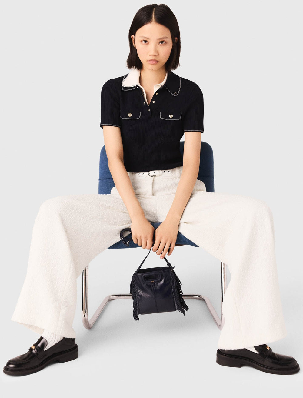 Maje Sale / Wide-leg tweed trousers