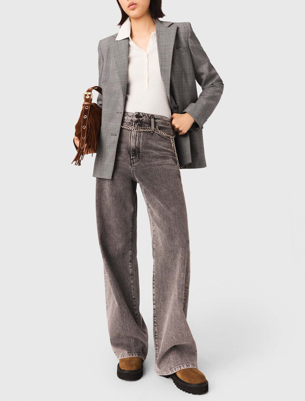 Maje Online / Wide-leg jeans with chain-link belt