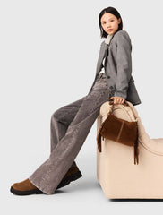 Maje Online / Wide-leg jeans with chain-link belt