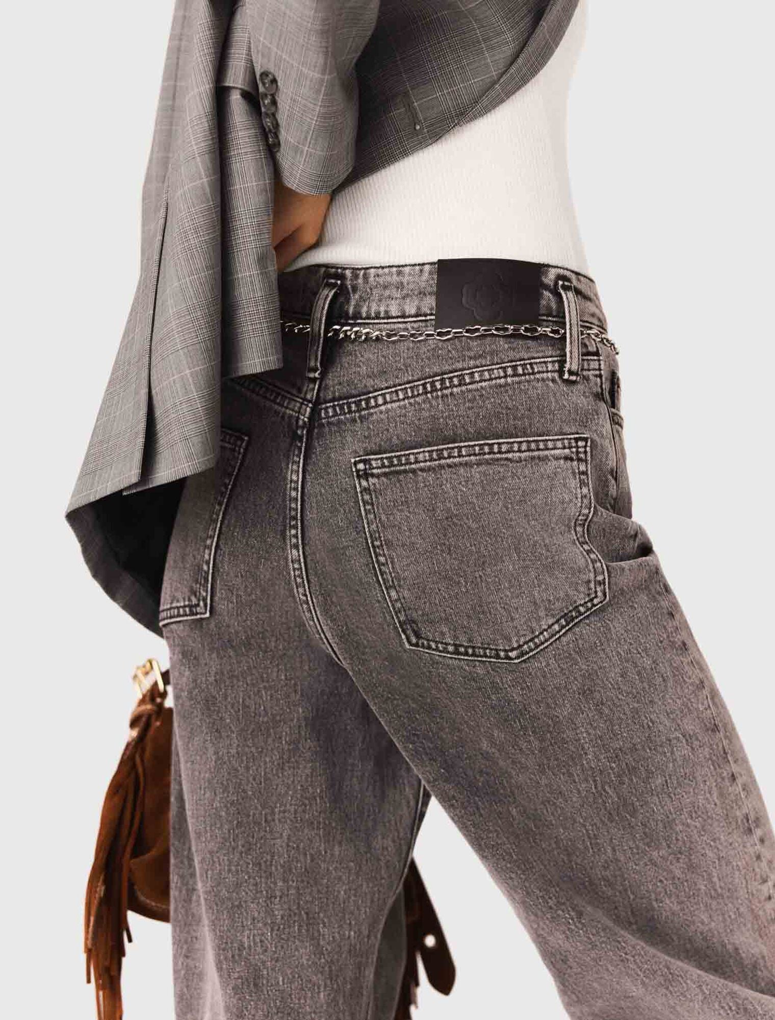 Maje Online / Wide-leg jeans with chain-link belt