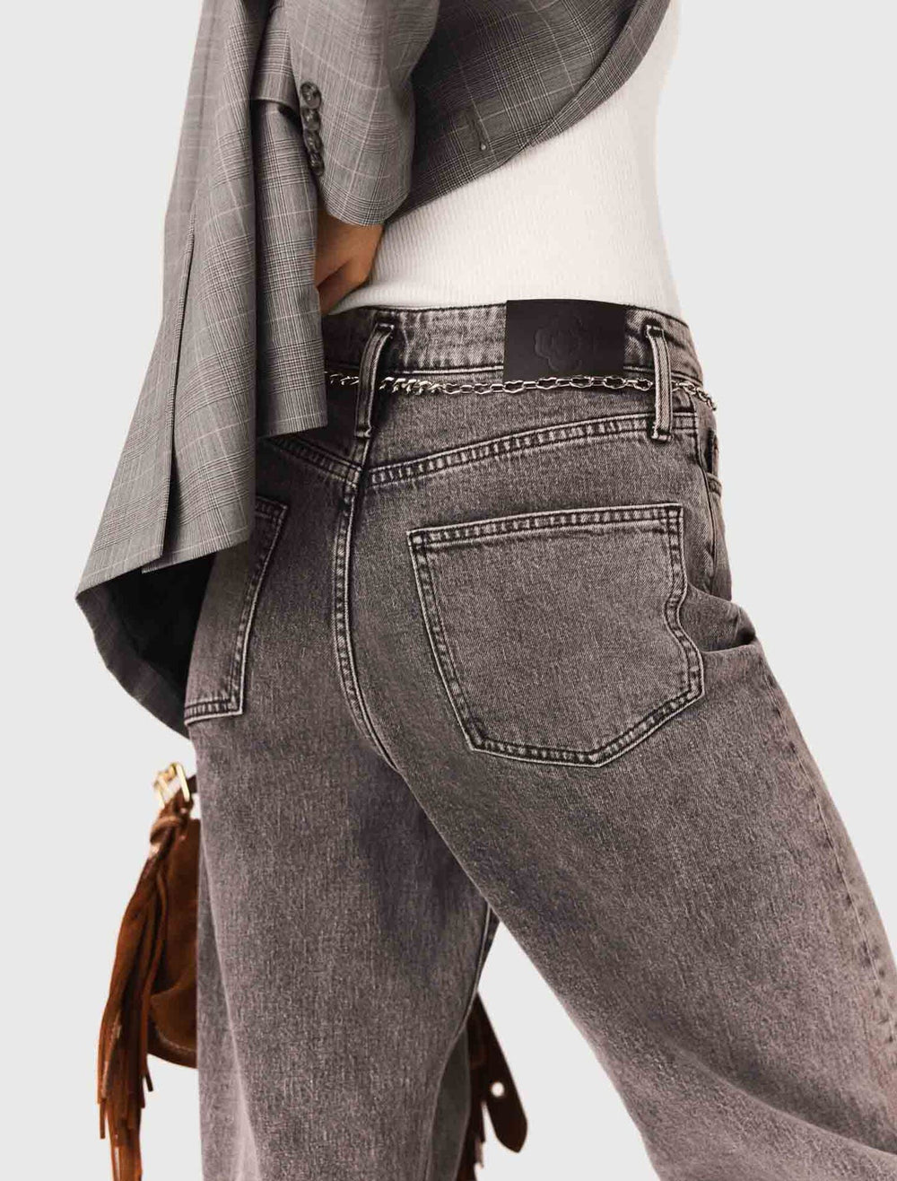 Maje Online / Wide-leg jeans with chain-link belt