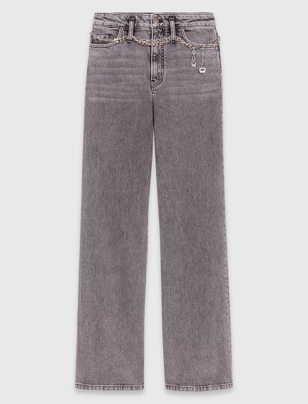 Maje Online / Wide-leg jeans with chain-link belt