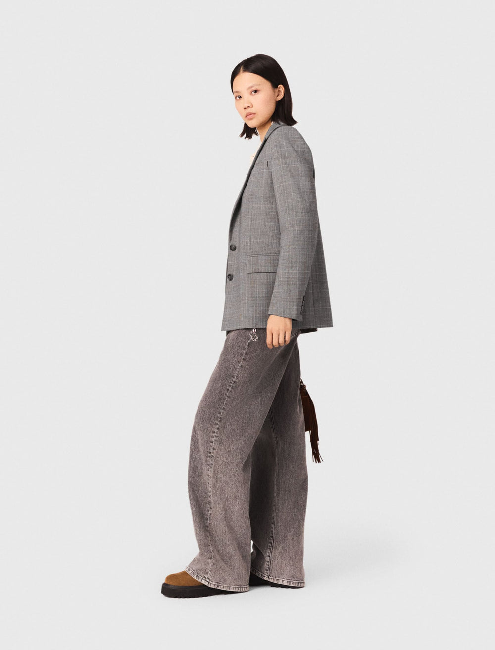 Maje Online / Wide-leg jeans with chain-link belt