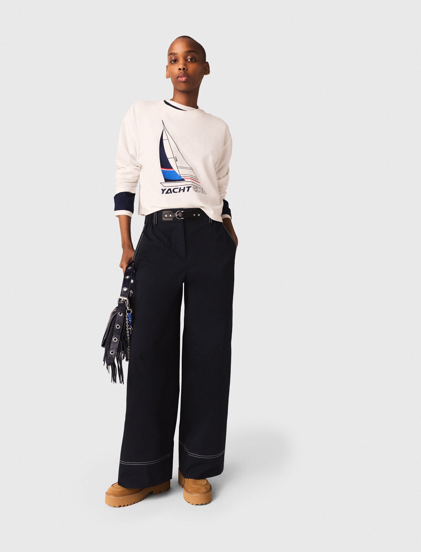 Maje On Sale / Cotton trousers with leather belt