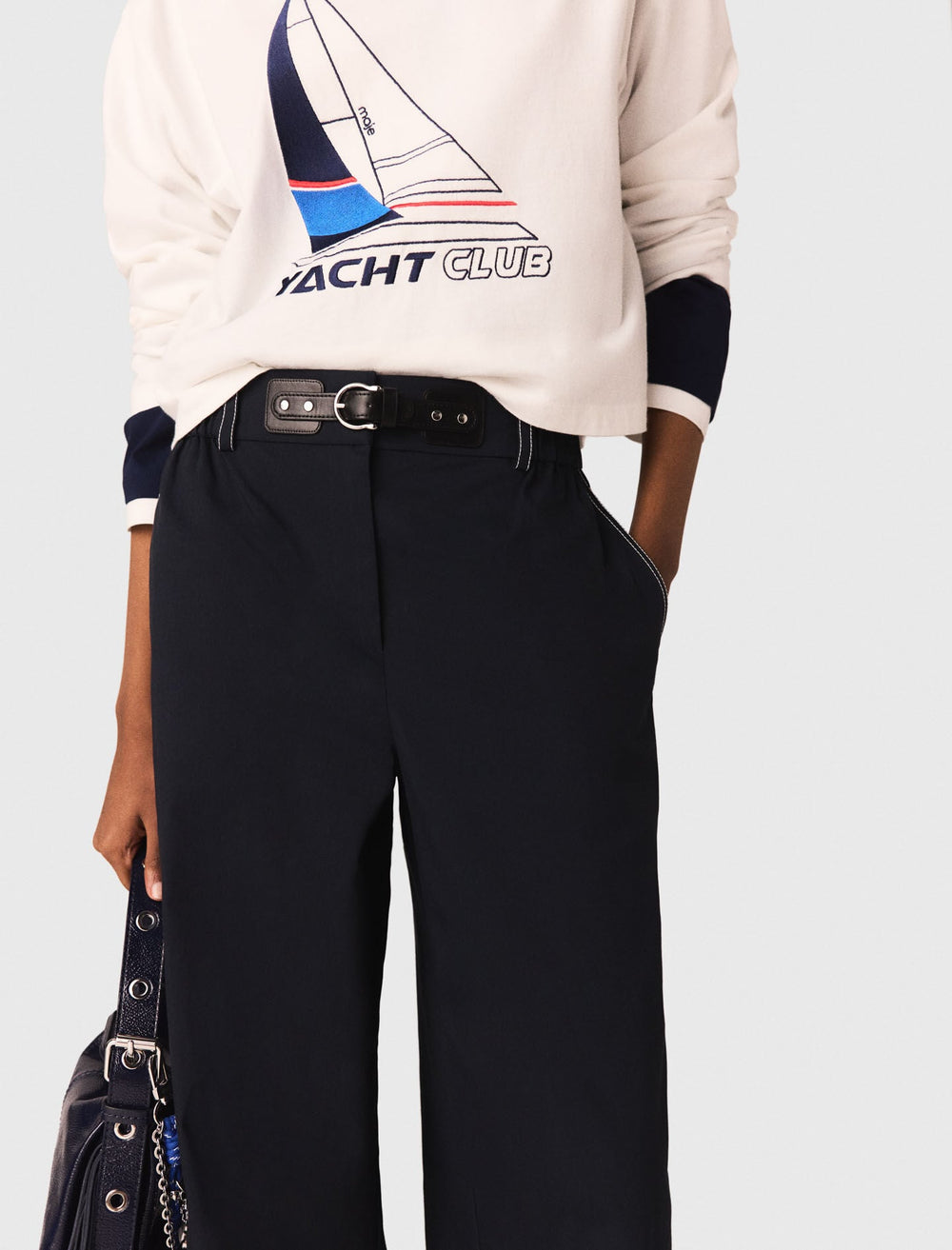 Maje On Sale / Cotton trousers with leather belt