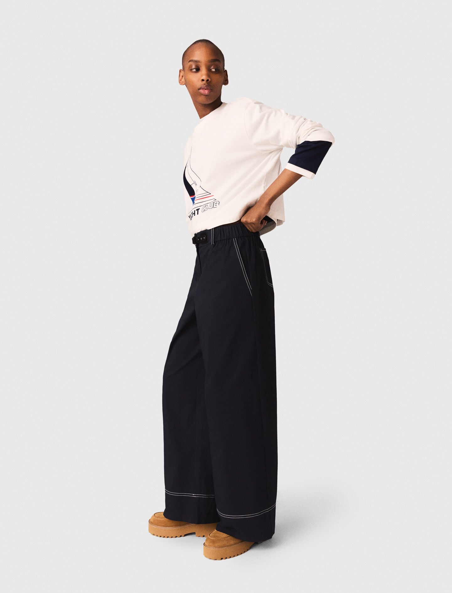 Maje On Sale / Cotton trousers with leather belt