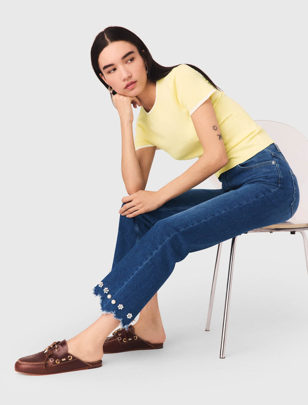 Maje Shop / Beaded bootcut jeans