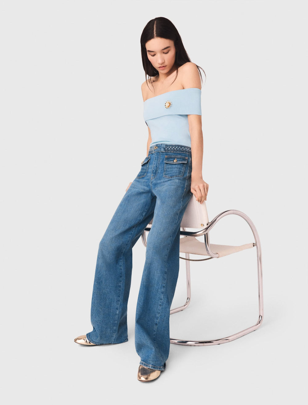 Maje Sale / Braided flared jeans